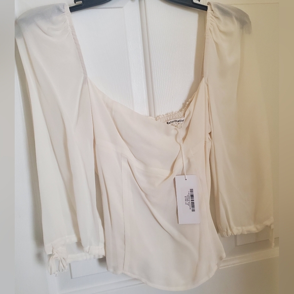 Reformation Grove Top, Ivory, Size 8 - Picture 5 of 6